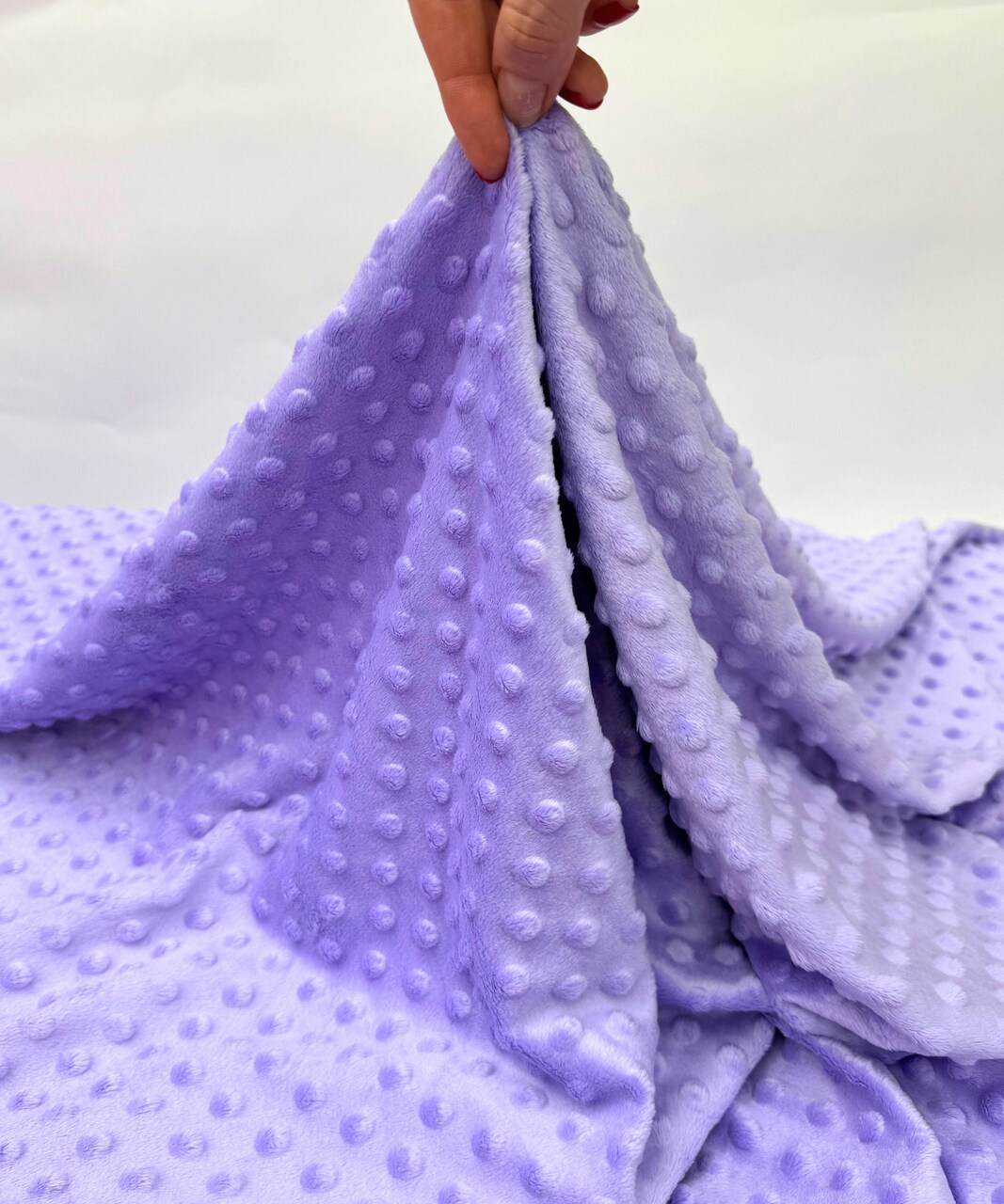 Lavender Minky Dot Fabric by the Yard, 60" Wide Ultra-Soft Plush Minky Fabric for Baby Blankets, Nursery Decor, Plush Toys & Sewing